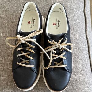 Clarks Black Leather Casual Shoes